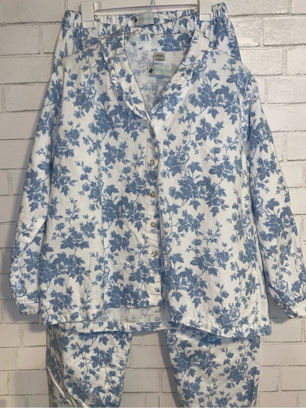 Ella Simone $80 Vermont Country Store Toile Portuguese Flannel Pajama Set Large